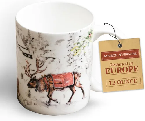Miniatura 153 de Maison d' Hermine Taza de café con asas, tazas de porcelana fina de hueso, paquete de dos tazas de té para bebidas calientes, capuchino, latte, 015