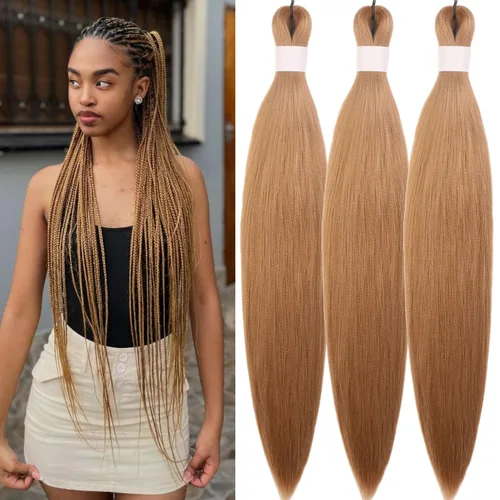 Miniatura 30 de Cabello trenzado verde azulado preestirado, hipoalergénico, sintético, color azul aguamarina, para trenzas y giros, extensiones de cabello largo