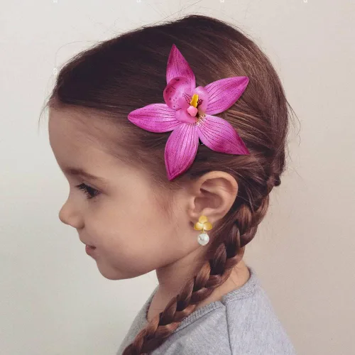Miniatura 4 de Pinzas para el cabello de flores moradas aretes de perla accesorios de disfraces de Halloween disfraz de princesa accesorios de cosplay perlas