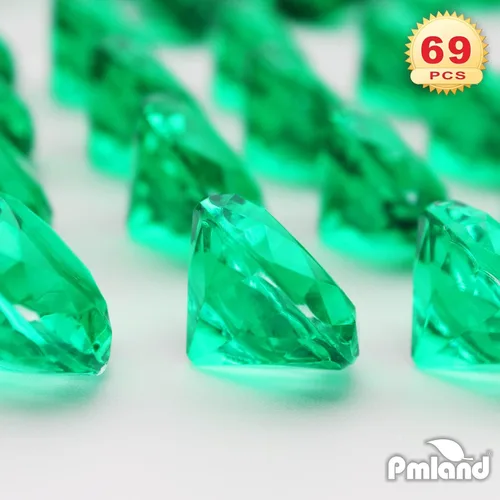 Miniatura 4 de PMLAND Gemas de diamantes falsos de acrílico verde – 69 piezas grandes de 0.984 in (1 pulgada) dispersión de mesa de cristal para decoración del día