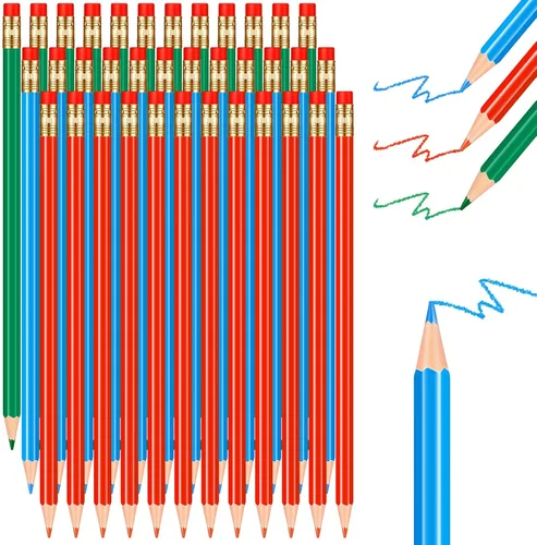 Chinco - 36 lápices de colores borrables para el regreso a clases, rojo, azul, verde, lápices afilados a granel para verificar marcas, dibujos,