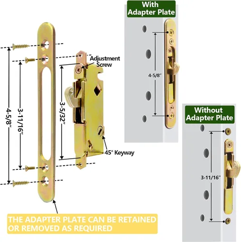 Miniatura 3 de Manija para puerta corrediza de vidrio de patio con cerradura de muesca de 45°, sin llave, mangos interiores de madera de roble y tirador exterior