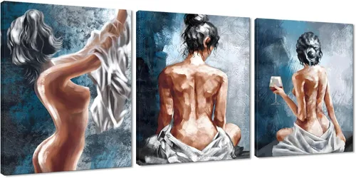 Miniatura 110 de Novatique 3 piezas de arte de pared sexy en blanco y negro para parejas desnudas, decoración de pared abstracta de amor para mujeres y hombres, arte