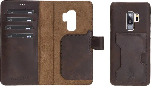 Miniatura 21 de Venito Florence - Funda de piel compatible con Samsung Galaxy S9, extra segura con bloqueo RFID, cartera desmontable para teléfono (gris decolorado)