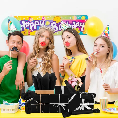 Miniatura 6 de Morcheiong 60 hojas de papel de seda negro para envolver regalos, papel de seda a granel para manualidades, manualidades, floral, cumpleaños, fiesta