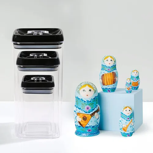Miniatura 6 de Felli Flip Tite Contenedor de almacenamiento con tapa de 6" XL con cierre hermético de anillo en la parte superior, juego de botes de acrílico Negro