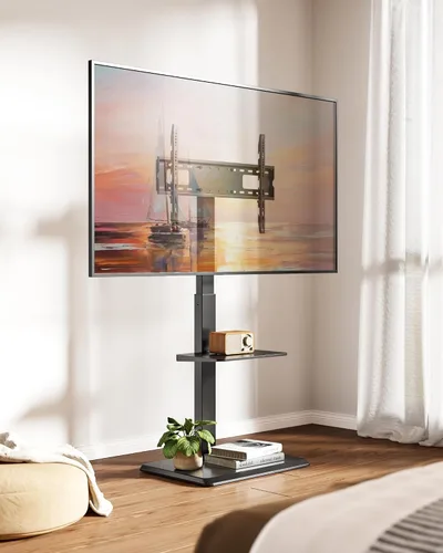 Miniatura 8 de Soporte de piso para TV de acero con toma de corriente para televisores de 32 a 75 pulgadas, hasta 110 libras, soporte de TV ajustable en altura