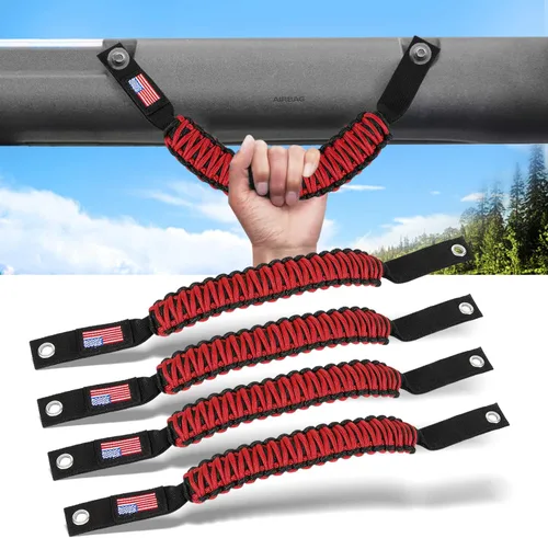 Miniatura 11 de Paquete de 4 manijas de agarre de barra antivuelco para Ford Bronco, empuñaduras de paracord para Ford Bronco 2021 2022 2023 2024 de 2 puertas / 4