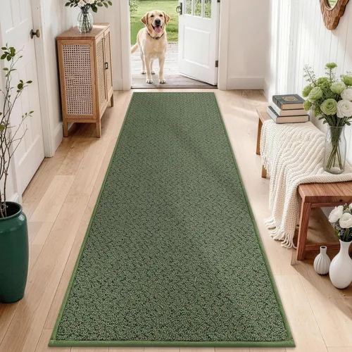 COSY HOMEER Alfombra de pasillo de 2 pies 7 x 10 pies, antideslizante, lavable, absorbente, resistente a las manchas, alfombra para pasillo, entrada