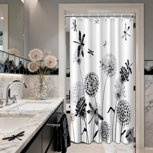 Miniatura 88 de Cortina de ducha floral para primavera y verano, flores silvestres, flores y mariposas, decoración de baño, tela impermeable con ganchos, 70