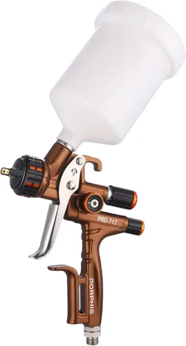 Pistola Pulverizadora PRD-717 Tipo VS con Boquilla Dividida de 1.3mm para Repintado Automotriz, Marrón