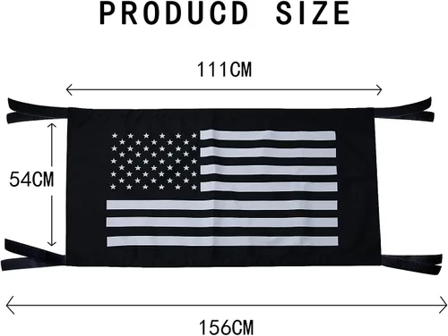 Miniatura 4 de Hamaca con bandera de EE. UU., red de techo para carga para Jeep Wrangler YJ TJ JK JKU JL JLU JT 1987-2021 Tejido impermeable y cómodo en color negro