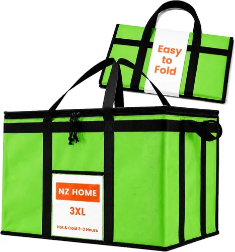 Miniatura 49 de NZ home Durable 3XL PRO Bolsa Térmica Aislada y Calentador de Alimentos para Entrega y Compras de Comestibles con Cremallera Superior, Azul Grado