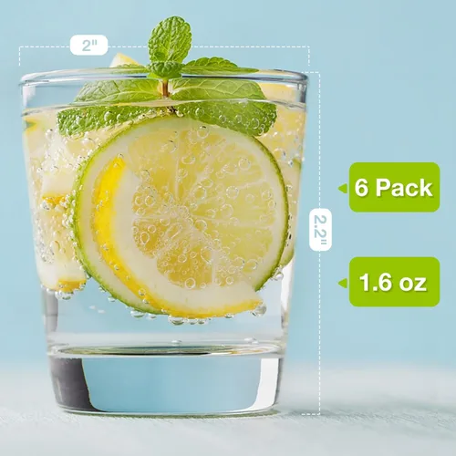 Miniatura 2 de Gencywe Juego de 6 vasos de chupito con base pesada, vasos de chupito transparentes de 1.6 onzas a granel, pequeños vasos de whisky para vodka