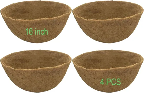 Miniatura 8 de 1 pieza de 20 pulgadas Forros de coco para macetas, forros de repuesto redondos de fibra de coco en forma de canasta