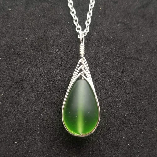 Miniatura 52 de Yinahawaii Collar de cristal de mar hecho a mano, joyería hawaiana para mujer, collar de lágrima trenzada, joyería única de cristal de mar