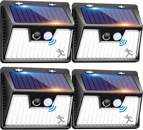Miniatura 45 de Peasur Luces Solares para Exteriores con Sensor de Movimiento, 140 LED Luz Solar Alimentada por Energía Solar para Cerca Impermeable, 3 Modos