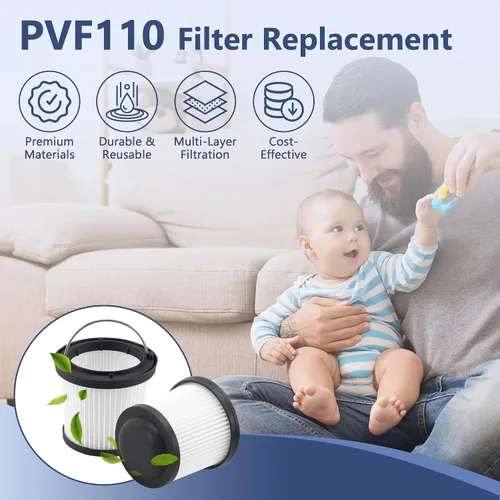 Miniatura 2 de Paquete de 4 filtros de repuesto PVF110 para aspiradoras de mano Black and Decker PHV1810, PHV1210, PHV1410, BDH2000PL, BDH2020FLFH, BDH1620FLFH