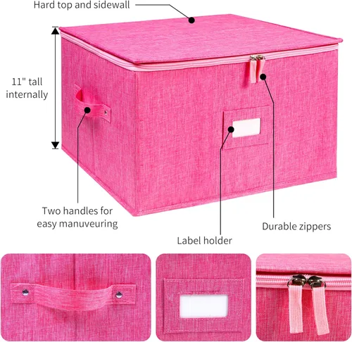 Miniatura 3 de Estuches de almacenamiento para copas, caja contenedora de almacenamiento de copas de vino de carcasa rígida con divisores para 12 copas de vino