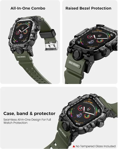 Miniatura 4 de amBand Funda resistente con correa para Apple Watch de 1.732 pulgadas, compatible con iWatch Series SE 3/SE 2ª generación, SE/6/5/4, protección