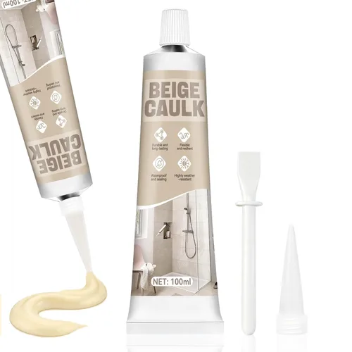 Calafateo beige, calafateo de silicona para baño, ducha, cocina, azulejos, sellado, impermeable, más fuerte, a prueba de encogimiento y grietas, con
