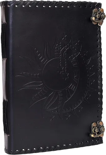 Diario en relieve de Sun & Moon, diario de 240 páginas, diario vintage, diario Sun Moon, cuaderno de bocetos de cuero, cuaderno de cuero, diario de