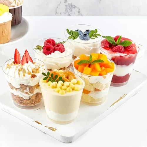Miniatura 4 de TOFLEN Mini Tazas de Postre de 6 oz con Tapas y Cucharas 150 Piezas Sirve para 50 Pequeñas Tazas de Plástico para Pastel Tazas Redondas