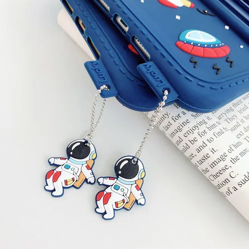 Miniatura 6 de Funda para Samsung Galaxy Tab A7 Lite de 8.7 pulgadas T220/T225, funda de silicona con patrón de astronautas de cosmonautas con colgante con cordón