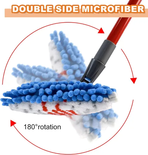 Miniatura 7 de Trapeadores de microfibra para limpieza de suelos, trapeador plano para uso húmedo y seco, trapeador de polvo para suelos de madera dura con 3