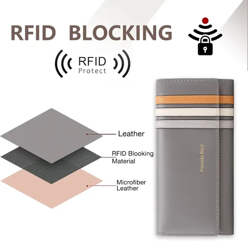 Miniatura 3 de Pomelo Best Cartera para mujer, cartera para mujer, cartera para mujer 2024, cartera de cuero con bloqueo RFID con múltiples ranuras para tarjetas