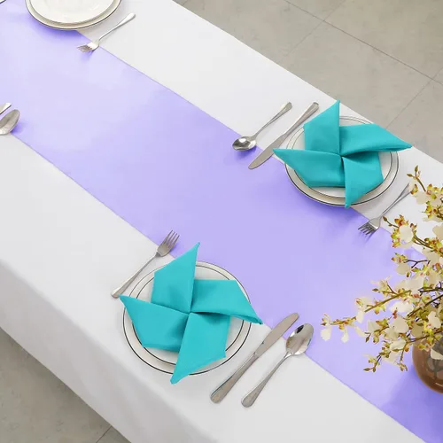 Miniatura 4 de Horbaunal - Juego de 2 caminos de mesa de satén lavanda de 12 x 108 pulgadas, caminos de mesa suaves para bodas, banquetes, fiestas de cumpleaños