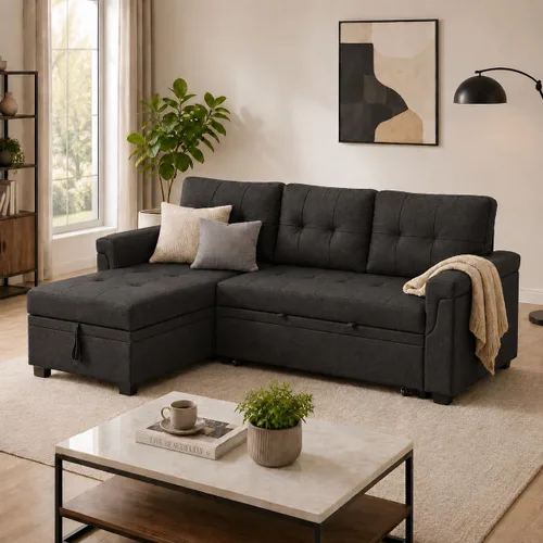 Miniatura 11 de Naomi Home Transforma Cualquier Espacio: Sofá Seccional Reclinable con Sofá Cama Convertible y Chaise Acogedora. Encuentra Comodidad Tranquila