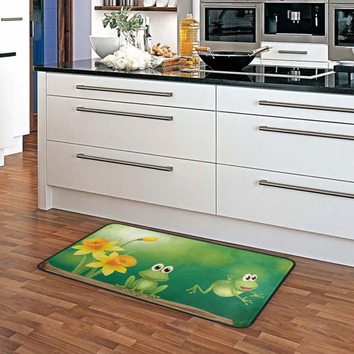 Miniatura 4 de Alfombras de cocina con diseño de dos ranas verdes, antideslizantes, suaves, alfombra de baño, alfombra para decoración del hogar, 39 x 20 pulgadas