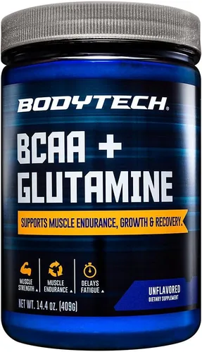 Miniatura 5 de BodyTech BCAA + Glutamina en polvo con vitamina C, L glutamina y más, aminoácidos esenciales para antes del entrenamiento o después