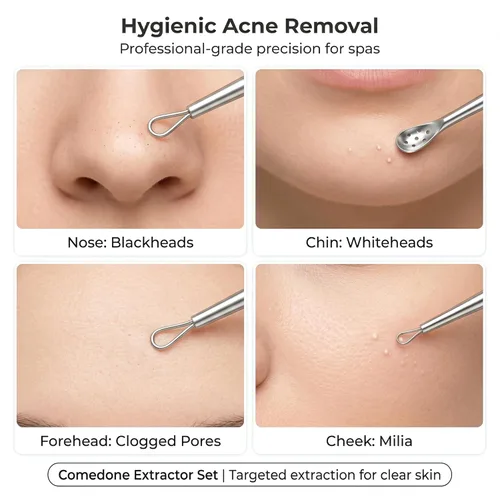 Miniatura 4 de Appearus AT14045 - Kit de herramientas profesionales para el cuidado de la piel, 11 piezas de acero inoxidable para esteticistas y spas,