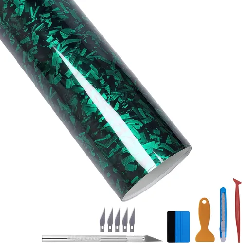 Miniatura 32 de LZLRUN Rollo de Vinilo Negro de Fibra de Carbono Mate Forjado con Liberación de Aire, Lámina Adhesiva, Película para Calcomanía DIY de Automóvil