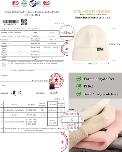 Miniatura 2 de Gorro de invierno con forro de satén para mujer, sombrero de reloj de punto con forro de seda, gorra unisex de calavera sólida