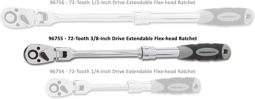 Miniatura 2 de Steelman Trinquete de Cabeza Flexible Extensible de Transmisión de 3/8 Pulgadas con 72 Dientes, se Extiende de 9 1/2 Pulgadas a 13 1/2 Pulgadas