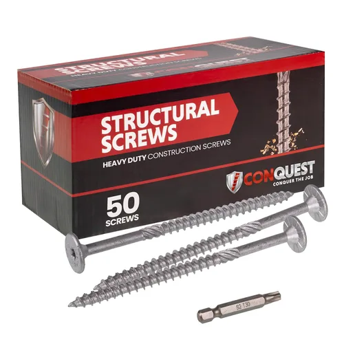 Miniatura 9 de Conquest Tornillos estructurales para madera, 0.275 x 14 pulgadas, certificados ICC, tornillos de cabeza plana autorroscantes T30 Star Drive