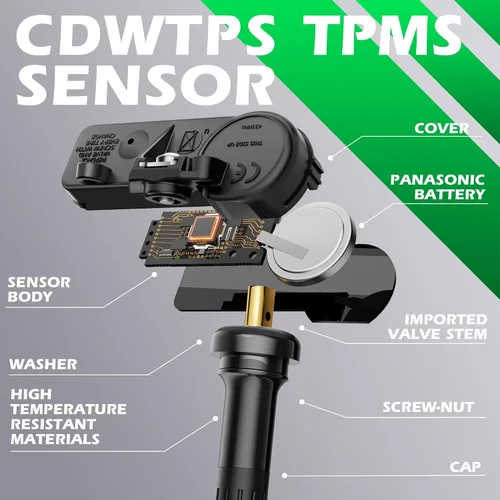 Miniatura 4 de CDWTPS TPMS Sensor Dodge, paquete de 4 sensores de sistema de monitoreo de presión de neumáticos de 433 MHz, compatible con Dodge Jeep Ram