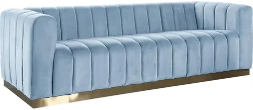 Miniatura 6 de Meridian Furniture 603Cream-S Colección Marlon Modern Sofá tapizado de terciopelo contemporáneo con acolchado de canal profundo, base de acero