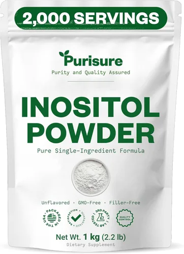 Miniatura 8 de Purisure Inositol en polvo, 8.82 oz, fertilidad, equilibrio hormonal y apoyo ovárico, polvo puro, suplemento de inositol para apoyar la energía