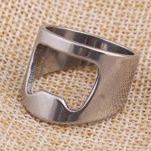 Miniatura 3 de INRENG - Anillo de acero inoxidable con abridor de botellas, para hombres y mujeres