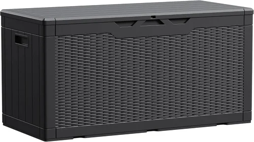 Miniatura 12 de Devoko 29 Gallon Waterproof Outdoor Storage Box Resin Deck Box Lockable and UV Resistant for Patio Furniture, Garden Tools (Black, 29 Gallon)