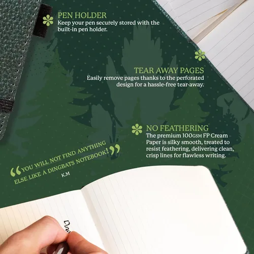 Miniatura 3 de Dingbats* - Cuaderno Wildlife Squared Reporter A6 - Diario de bolsillo con tapa dura de cuero sintético PU para trabajo, viaje - Bolsillo, cierre