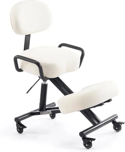 Miniatura 12 de AKONI 512B Silla ergonómica con respaldo, mejora la postura, cojines gruesos, ruedas de bloqueo para el hogar y la oficina, AKONI 512B (negro)