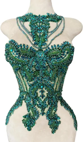 Miniatura 13 de Apliques hechos a mano de cristal sobre encaje, diamantes de imitación para coser, cuentas de flecos, parches de lentejuelas, accesorios de Champán