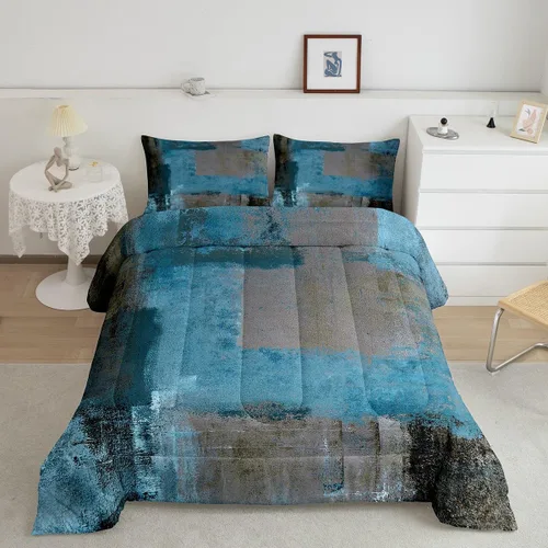 Miniatura 16 de Erosebridal Juego de edredón abstracto amarillo, tamaño King, juego de ropa de cama gris acuarela gris, teñido anudado, degradado, grunge, Ombre 29