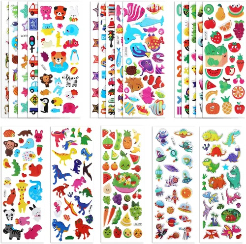 Miniatura 10 de SAVITA Adhesivos 3D para niños y niñas pequeños +500 paquete variado de calcomanías hinchadas para álbum de recortes, diario de viñetas, incluye