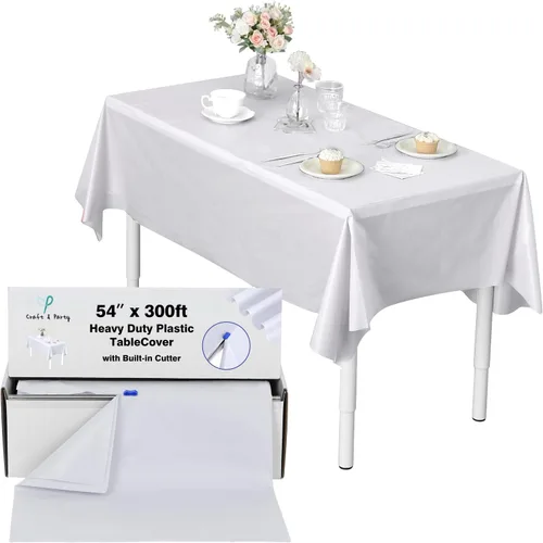 Miniatura 65 de Rollo de plástico para cubierta de mesa color verde manzana, 40 pulgadas x 100 pies, rollo de plástico resistente para cubierta de mesa de banquetes
